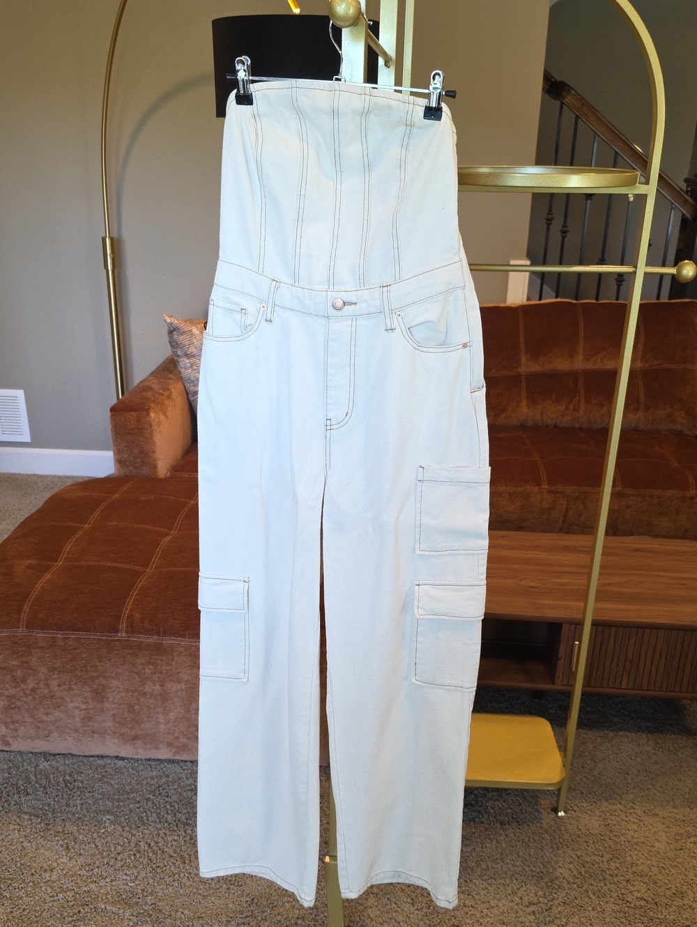wild fable Strapless Cream Cargo Jeans Overalls